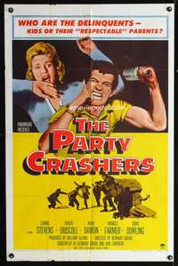h564 PARTY CRASHERS one-sheet movie poster '58 Frances Farmer, bad teens!