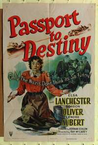 h567 PASSPORT TO DESTINY one-sheet movie poster '44 wacky Elsa Lanchester vs Nazis!