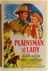 h571 PLAINSMAN & THE LADY one-sheet movie poster '46 Wild Bill Elliott, Vera Ralston