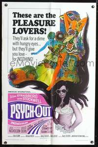 h575 PSYCH-OUT one-sheet movie poster '68 AIP, drugs, wild Susan Strasberg!
