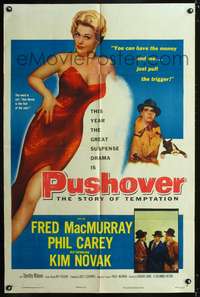 h577 PUSHOVER one-sheet movie poster '54 Fred MacMurray, sexy Kim Novak!