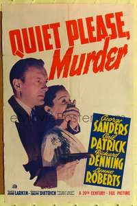 h578 QUIET PLEASE MURDER one-sheet movie poster '42 George Sanders holds Gail Patrick hostage!
