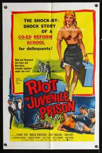 h586 RIOT IN JUVENILE PRISON one-sheet movie poster '59 co-ed reform school for delinquents!