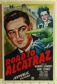 h588 ROAD TO ALCATRAZ one-sheet movie poster '45 Robert Lowery, June Storey, cool art!