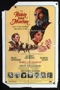 h589 ROBIN & MARIAN one-sheet movie poster '76 Sean Connery, Audrey Hepburn, by Drew Struzan