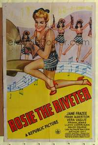 h592 ROSIE THE RIVETER one-sheet movie poster '44 sexy art of Jane Frazee as Rosie!