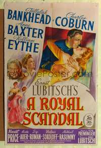 h594 ROYAL SCANDAL one-sheet movie poster '45 Otto Preminger & Ernst Lubitsch, Tallulah Bankhead