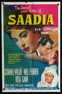 h598 SAADIA one-sheet movie poster '54 Cornel Wilde, Mel Ferrer, Rita Gam