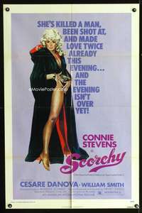 h603 SCORCHY one-sheet movie poster '76 sexiest art of Connie Stevens!