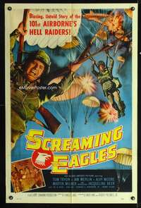 h606 SCREAMING EAGLES one-sheet movie poster '56 101st Airborne's Hell Raiders!