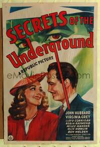 h609 SECRETS OF THE UNDERGROUND one-sheet movie poster '43 John Hubbard, Virginia Grey