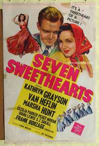 h610 SEVEN SWEETHEARTS one-sheet movie poster '42 Kathryn Grayson, Van Heflin