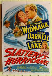 h612 SLATTERY'S HURRICANE one-sheet movie poster '49 Veronica Lake, Richard Widmark, Linda Darnell