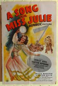 h618 SONG FOR MISS JULIE one-sheet movie poster '45 sexy Shirley Ross, musical!