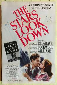 h625 STARS LOOK DOWN one-sheet movie poster '41 Carol Reed, Michael Redgrave, Margaret Lockwood