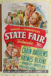 h626 STATE FAIR one-sheet movie poster '45 Jeanne Crain, Dana Andrews, Rogers & Hammerstein