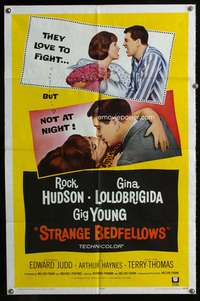h628 STRANGE BEDFELLOWS one-sheet movie poster '65 Gina Lollobrigida, Rock Hudson