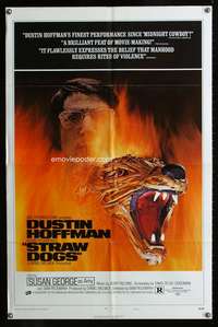 h633 STRAW DOGS style D one-sheet movie poster '72 Dustin Hoffman, wild artwork!