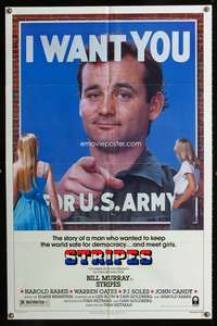 h634 STRIPES style B one-sheet movie poster '81 Bill Murray classic military comedy!