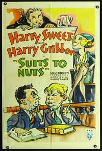 h638 SUITS TO NUTS one-sheet movie poster '33 Harry Sweet, Harry Gribbon