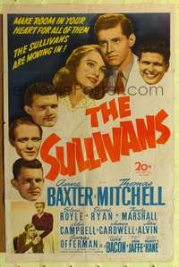 h639 SULLIVANS one-sheet movie poster '44 Anne Baxter, Thomas Mitchell, WWII!