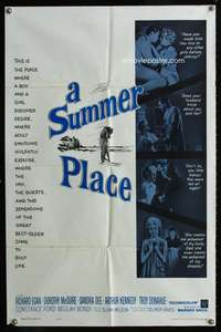 h642 SUMMER PLACE one-sheet movie poster R63 Sandra Dee, Troy Donahue