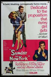 h644 SUNDAY IN NEW YORK style B one-sheet movie poster '64 Jane Fonda, Rod Taylor