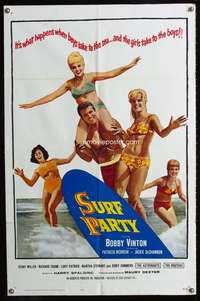 h653 SURF PARTY one-sheet movie poster '64 Bobby Vinton & sexy surfer babes!