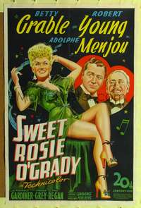 h654 SWEET ROSIE O'GRADY one-sheet '43 sexy stone litho Betty Grable, Robert Young, Adolphe Menjou