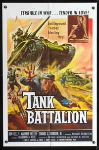 h667 TANK BATTALION one-sheet movie poster '57 battleground heroes blasting thru!