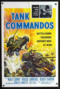 h668 TANK COMMANDOS one-sheet movie poster '59 AIP, cool tank art image!