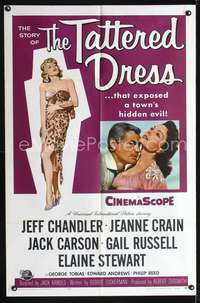 h671 TATTERED DRESS one-sheet movie poster '57 Jeff Chandler, Jeanne Crain