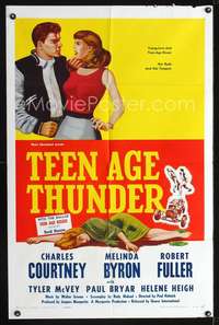 h672 TEEN AGE THUNDER one-sheet movie poster '57 hot rods & hot tempers!