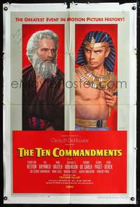 h677 TEN COMMANDMENTS style B signed one-sheet movie poster '56 Charlton Heston featuring Karsh art!
