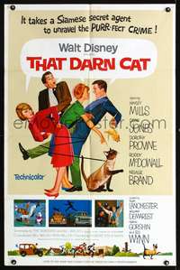 h684 THAT DARN CAT style A one-sheet movie poster '65 Hayley Mills, Disney
