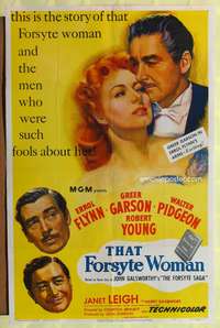 h685 THAT FORSYTE WOMAN one-sheet movie poster '49 Errol Flynn, Greer Garson, Walter Pidgeon