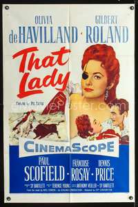 h687 THAT LADY one-sheet movie poster '55 Olivia de Havilland with eyepatch!