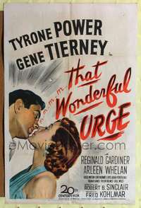 h688 THAT WONDERFUL URGE one-sheet movie poster '49 Tyrone Power loves Gene Tierney!