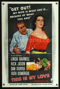 h692 THIS IS MY LOVE one-sheet movie poster '54 Linda Darnell, Dan Duryea