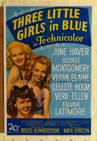 h697 THREE LITTLE GIRLS IN BLUE one-sheet movie poster '46 June Haver, Vivian Blaine, Vera-Ellen