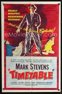 h708 TIMETABLE one-sheet movie poster '56 Mark Stevens, Felicia Farr
