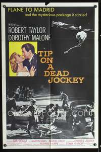 h709 TIP ON A DEAD JOCKEY one-sheet poster '57 Robert Taylor, Dorothy Malone, horse race crime!