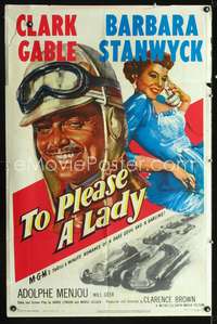 h711 TO PLEASE A LADY one-sheet movie poster '50 race car driver Clark Gable, Barbara Stanwyck