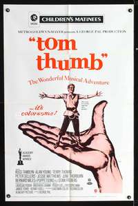 h713 TOM THUMB one-sheet movie poster R72 George Pal, tiny Russ Tamblyn!
