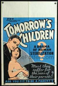 h714 TOMORROW'S CHILDREN one-sheet movie poster R30s human sterilization!