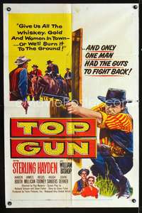 h718 TOP GUN one-sheet movie poster '55 Sterling Hayden has the guts to fight back!