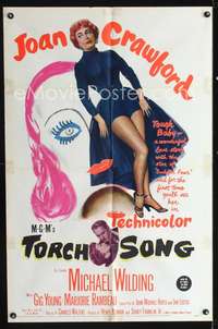 h720 TORCH SONG one-sheet movie poster '53 unusual art of Joan Crawford!