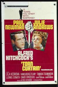h721 TORN CURTAIN one-sheet movie poster '66 Paul Newman, Julie Andrews, Alfred Hitchcock
