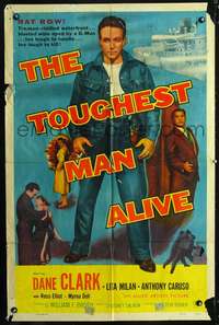 h723 TOUGHEST MAN ALIVE one-sheet movie poster '55 Dane Clark is too tough to handle!