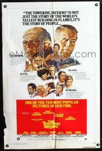 h724 TOWERING INFERNO style B one-sheet movie poster R76 Steve McQueen, Paul Newman, different art!